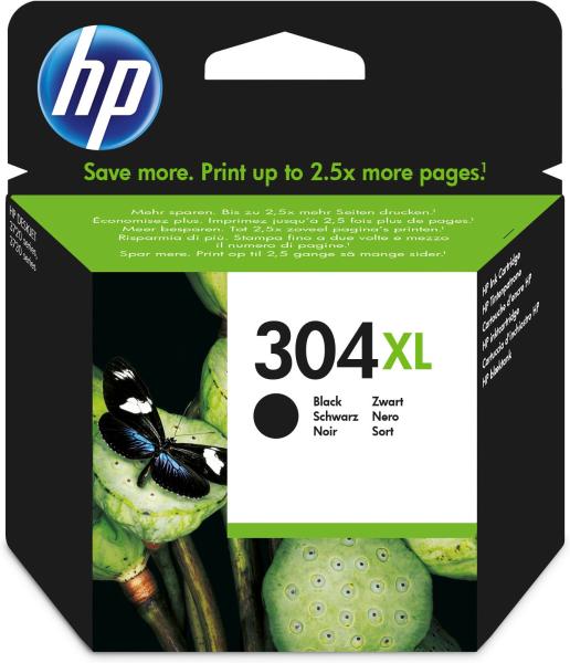 HP 304XL Schwarz Original Tintenpatrone – XL-Tintenpatrone bis 300 Seiten für HP DeskJet & Envy Drucker